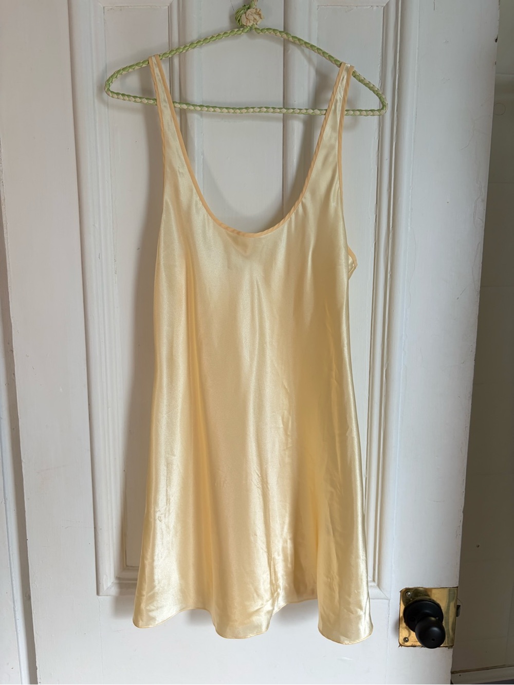 Y2K Vintage Satin Slip Dress - Light Yellow